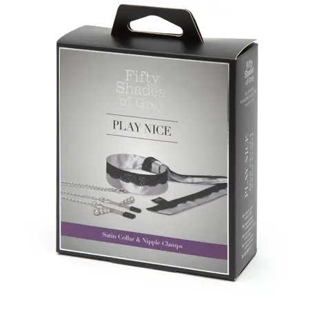 Fifty Shades of Grey Play Nice Satin Collar & Adjustable Silicone Clamps