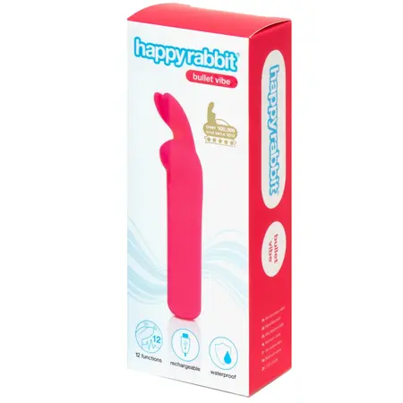 Happy Rabbit Rechargeable Mini Vibrating Bullet Pink, 12 Modes