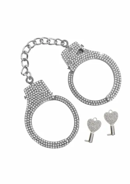 Diamond Wrist Cuffs Silver - Adjustable Silver-Plated Model with Rhinestones