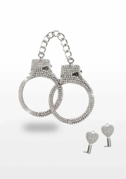 Diamond Wrist Cuffs Silver - Adjustable Silver-Plated Model with Rhinestones