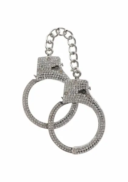 Diamond Wrist Cuffs Silver - Adjustable Silver-Plated Model with Rhinestones