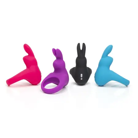 Happy Rabbit Rechargeable Blue Vibrating Ring with Dual Stimulating Ears