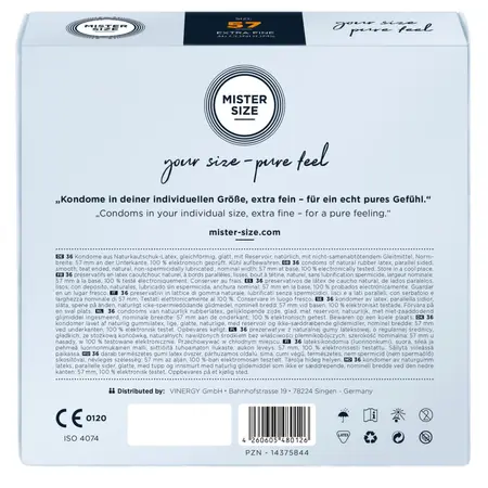 Mister Size 57mm Condoms 36-Pack - Tailored Fit, Ultra Thin, Latex