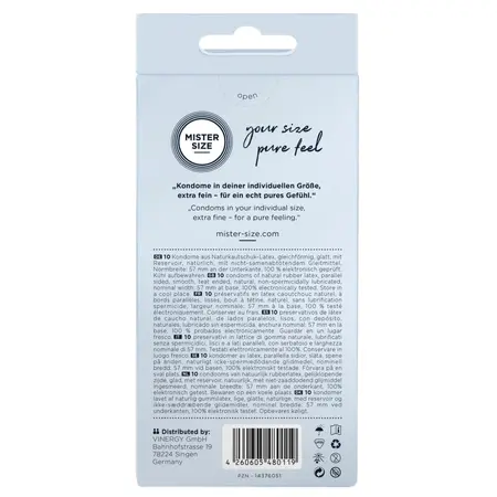 Mister Size 57 mm Condoms 10-Pack - Tailored Fit, Ultra-Thin Latex
