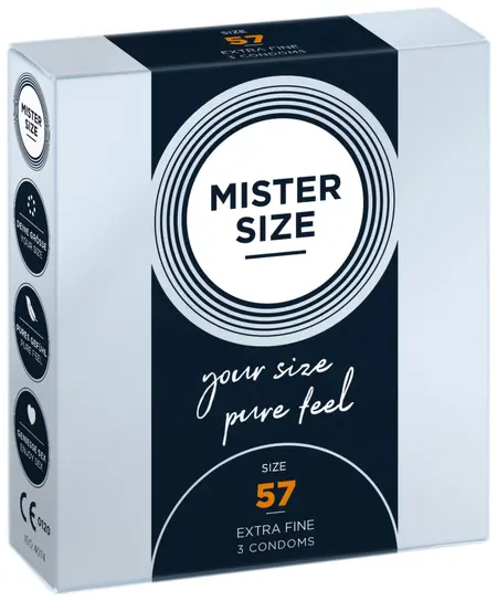 Mister Size 57 mm Condoms 3-Pack - Anatomical Fit, Premium Latex
