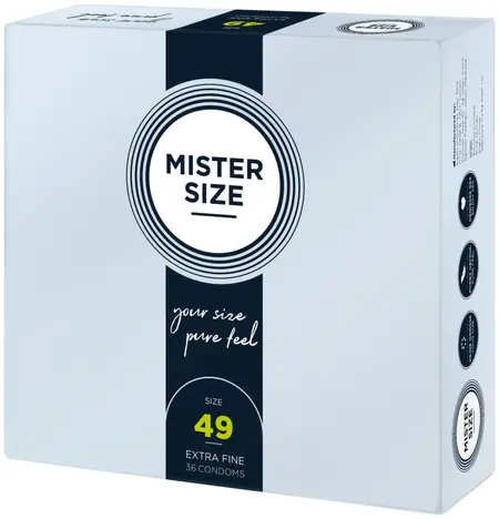 Mister Size 49 mm Condoms 36-Pack - Tailored Fit, Ultra-Thin Latex