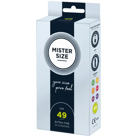 Mister Size 49 mm Condoms 10-Pack - Tailored Fit, Ultra-Thin Latex