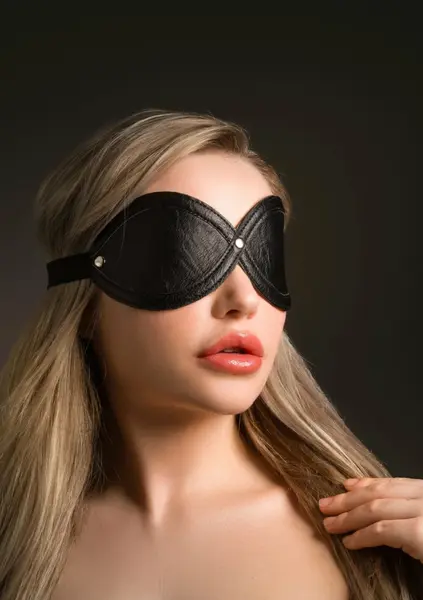 TABOOM Infinity Blindfold Vegan Leather Adjustable Black Mask