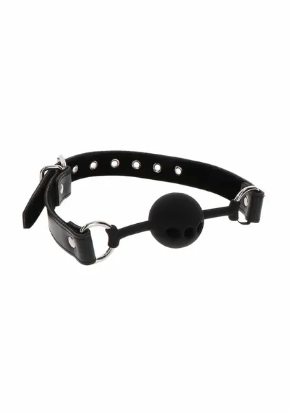 TABOOM Silicone Ball Gag Black - Adjustable Vegan Leather Strap