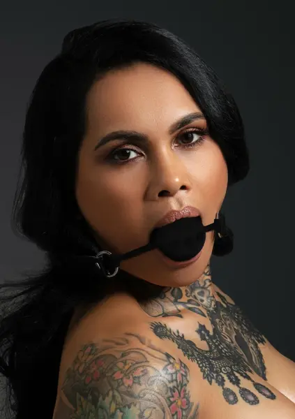TABOOM Silicone Ball Gag Black - Adjustable Vegan Leather Strap