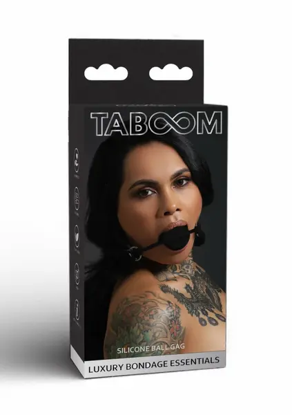 TABOOM Silicone Ball Gag Black - Adjustable Vegan Leather Strap