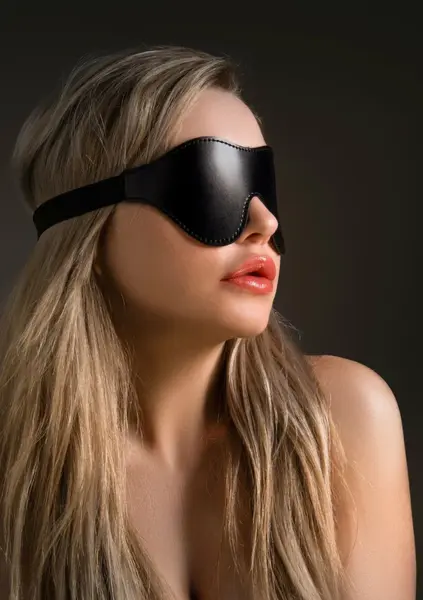 TABOOM Intense Dark Blindfold Vegan Leather Velvet Lining Black