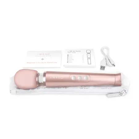 Le Wand Petite Massager Rose Gold USB, 10 Speeds, Travel Set