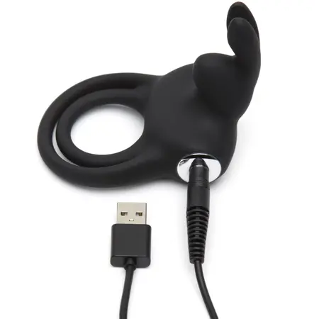 Happy Rabbit Double Silicone Intimate Ring Black, 12 Vibration Modes