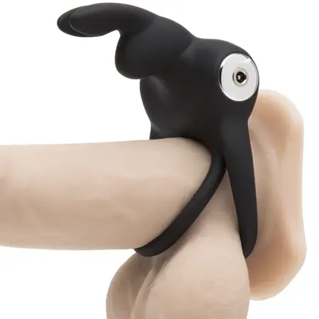 Happy Rabbit Double Silicone Intimate Ring Black, 12 Vibration Modes