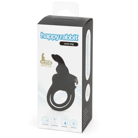 Happy Rabbit Double Silicone Intimate Ring Black, 12 Vibration Modes