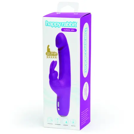 Happy Rabbit Realistic Slimline Intimate Device Purple Silicone USB