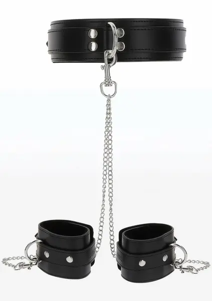 TABOOM Heavy Collar & Wrist Cuffs Set with Velvet Lining, Adjustable Fit