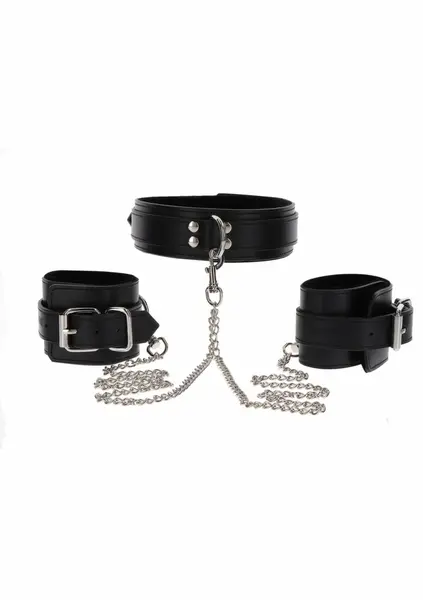 TABOOM Heavy Collar & Wrist Cuffs Set with Velvet Lining, Adjustable Fit