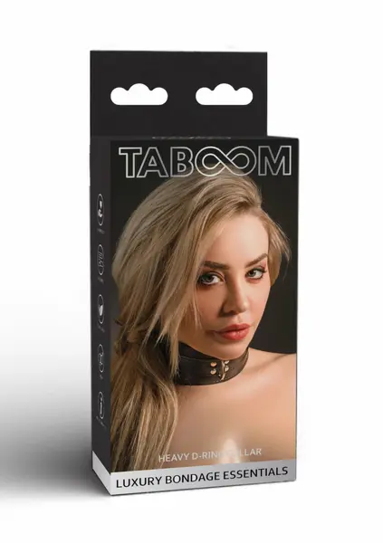TABOOM Heavy D-Ring Collar Vegan Leather Adjustable Black