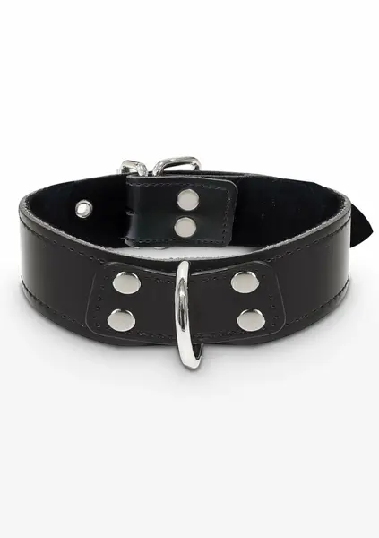 TABOOM Elegant D-Ring Collar Vegan Leather Adjustable Black