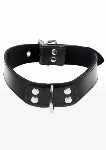 TABOOM Elegant D-Ring Collar Vegan Leather Adjustable Black
