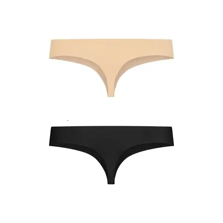 Bye Bra Invisible Thong Set Nude & Black M - Seamless Comfort Duo
