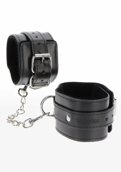 TABOOM Ankle Cuffs Vegan Leather Adjustable Black Velvet Lining