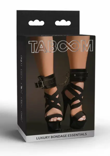 TABOOM Ankle Cuffs Vegan Leather Adjustable Black Velvet Lining