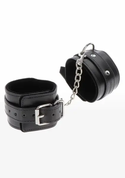 TABOOM Ankle Cuffs Vegan Leather Adjustable Black Velvet Lining