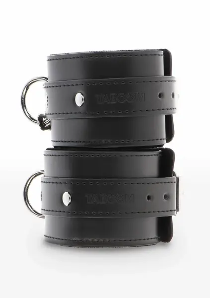 TABOOM Ankle Cuffs Vegan Leather Adjustable Black Velvet Lining