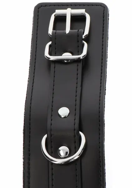 TABOOM Ankle Cuffs Vegan Leather Adjustable Black Velvet Lining