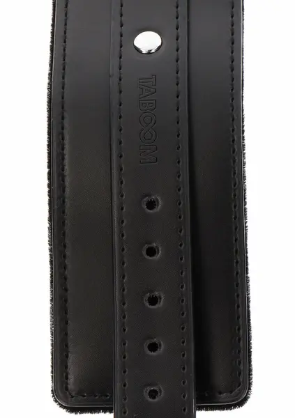 TABOOM Wrist Cuffs Vegan Leather Adjustable Black Velvet Lining