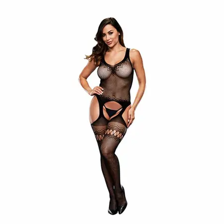 Baci Mesh Bodystocking One Size - Seamless Crotchless Design
