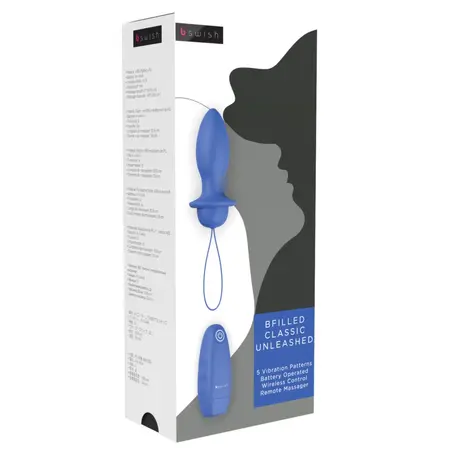 B Swish Bfilled Classic Denim - Wireless Remote Intimate Plug, 5 Modes