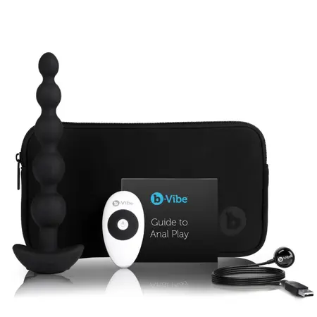 b-Vibe Cinco Black - Remote-Controlled Flexible Silicone Bead System