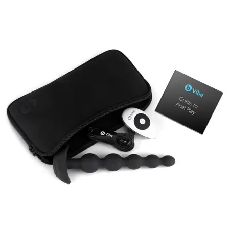 b-Vibe Cinco Black - Remote-Controlled Flexible Silicone Bead System