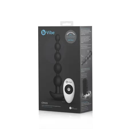 b-Vibe Cinco Black - Remote-Controlled Flexible Silicone Bead System