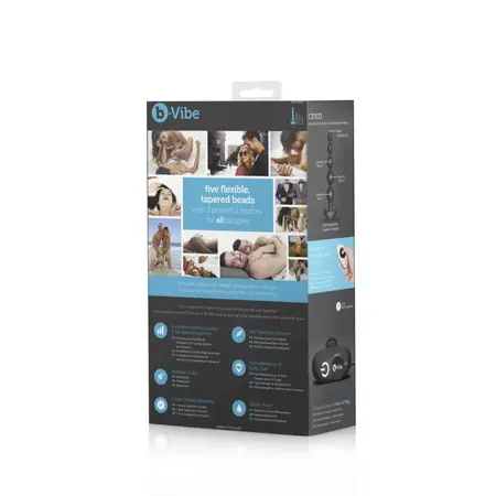 b-Vibe Cinco Black - Remote-Controlled Flexible Silicone Bead System