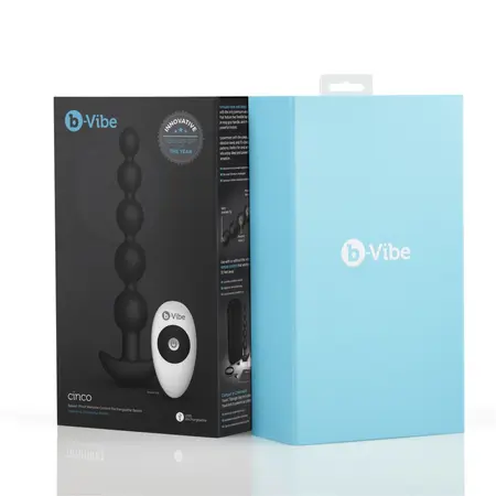 b-Vibe Cinco Black - Remote-Controlled Flexible Silicone Bead System