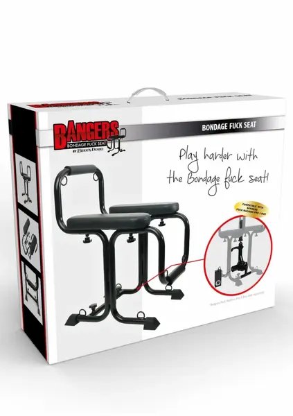 Bangers Bondage Seat with 8 Attachment Points, Padded Armrests, Black