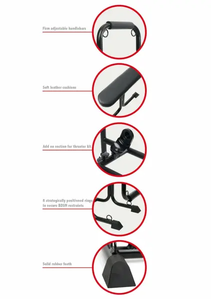 Bangers Bondage Seat with 8 Attachment Points, Padded Armrests, Black