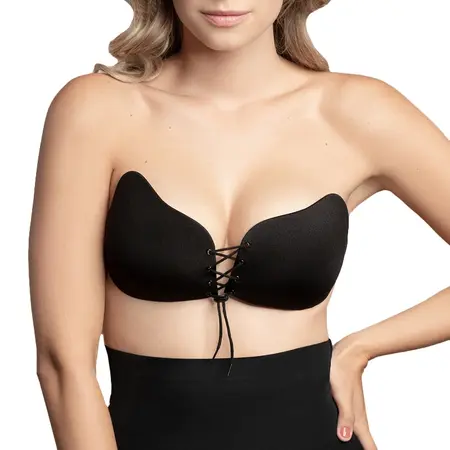 Bye Bra Lace-It Bra Cup B Black - Adjustable Strapless Support