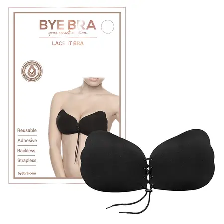 Bye Bra Lace-It Bra Cup B Black - Adjustable Strapless Support