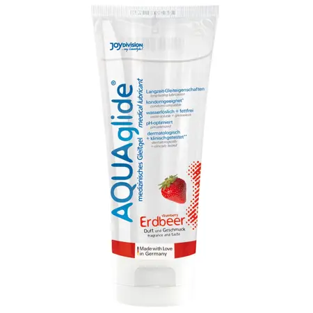 Joydivision AQUAglide Water-Based Gel Strawberry 100ml Medical-Grade