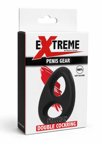 Hidden Desire Stallion C-Ring Soft Silicone Double Support Ring Black