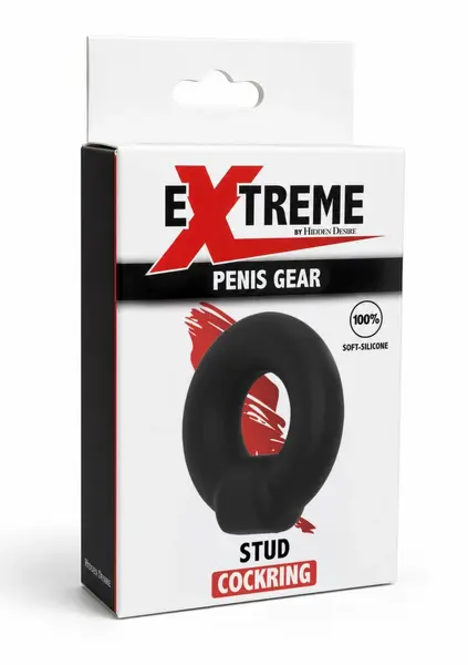 Hidden Desire Stud C-Ring Soft Silicone Adjustable Black