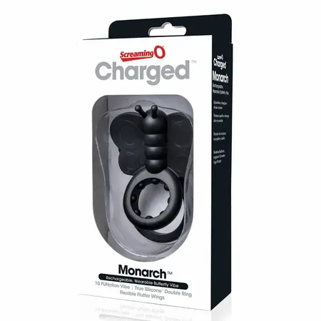 The Screaming O Charged Monarch Black - Dual-Ring Silicone Butterfly System