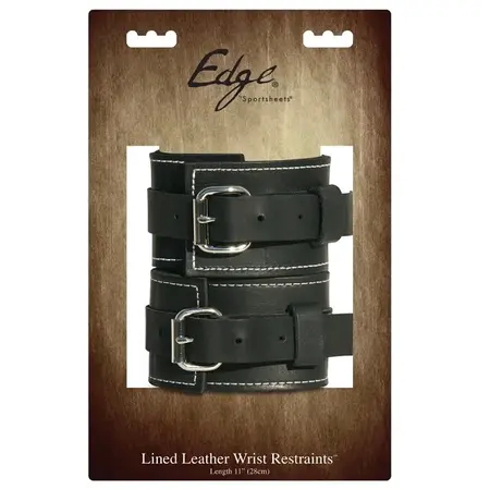 Sportsheets Edge Leather Wrist System - Adjustable, Black, 22.8-35.5cm