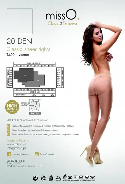 MissO T420 Classic Sheer Tights Beige S - Elegant Transparent Design